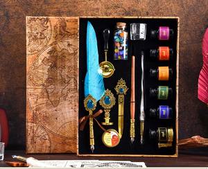 LISI Set de marqueurs d'art <span class=keywords><strong>Plume</strong></span> et 6 bouteilles d'encre Enveloppe de stylo à tremper en verre pour la <span class=keywords><strong>calligraphie</strong></span> - Product Image 4