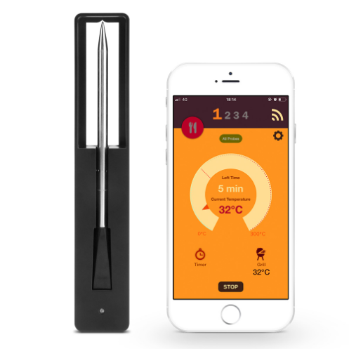 50m Long Range Remote Smart Meat Thermometer Wireless Smart Meat Thermometer for Oven Grill Kitchen BBQ