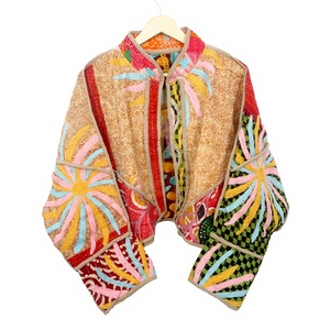 Wholesale 100% Cotton Designer <b>Kantha</b> <b>Jacket</b> MultiColor Ethnic Style Embroidery with open closure Handmade Vintage <b>kantha</b> <b>jacket</b> - Product Image 1