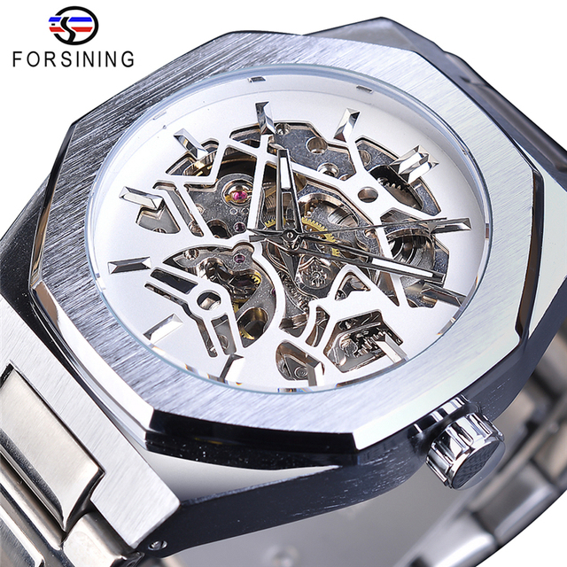 FORSINING GMT1174 Tourbillion Mechanical Watch for Men Automatic Steel Strap Skeleton Mens Watches Top Brand Luxury Reloj Hombre