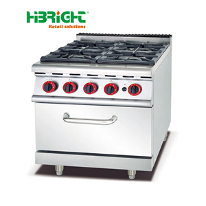 Điều khiển bằng tay freestanding thép không gỉ thương mại nấu ăn máy Bốn đầu đốt <span class=keywords><strong>gas</strong></span> Phạm vi điện lò nướng đối lưu tính năng - Product Image 3