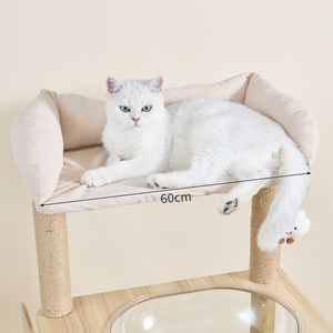 Árbol rascador para gatos, grande, de madera, integrado, con casa, poste rascador <span class=keywords><strong>y</strong></span> estante cápsula espacial, que ahorra espacio - Product Image 3
