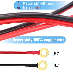 Batterieanschluss <span class=keywords><strong>2</strong></span> FT 12 AWG O-Ring-Kabelbaum 5A-25A Schutzsicherungen Politätsumkehr-Adapter <span class=keywords><strong>2</strong></span>-Pin Kupferleiter Automobil - Product Image 3