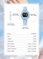 CURREN Jam Tangan Olahraga Wanita Modis Jam Alarm Dial Kecil Stopwatch Tahan Air Jam Tangan Chronograph Elektronik Wanita Digital
