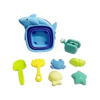 Kit de jeu de sable en plastique 8 pièces pour enfants, seau pliable, pelle, râteau, moules à sable, jouet de plage pour la plage, le jardin et la piscine