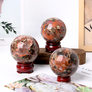 Wholesale Natural Healing <b>Crystal</b> <b>Balls</b> Druzy Red Money Agate Stone <b>Crystal</b> Spheres for Decoration - Product Image 1