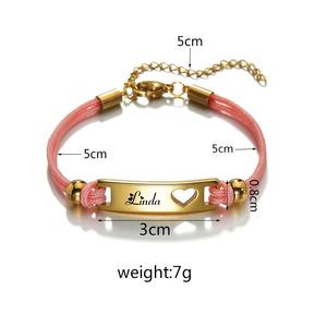 Bracelets personnalisés en acier inoxydable <span class=keywords><strong>avec</strong></span> nom de bébé, cœur creux, lune, papillon, hommes, femmes, garçon, fille, gravure de nom sur <span class=keywords><strong>bracelet</strong></span> - Product Image 2