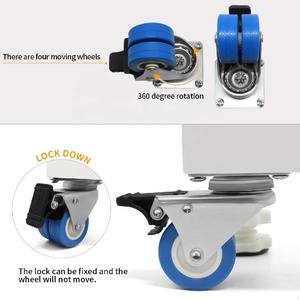 Roulettes à double roue en acier revêtu de Zinc, 2 pouces, 50mm, pièces, en Pvc bleu, <span class=keywords><strong>support</strong></span> de réfrigérateur, meubles - Product Image 1