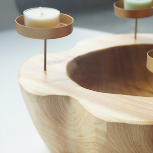 Juego de vajilla de madera maciza de cedro hecho a mano con candelabro, diseño minimalista para fiestas, vajilla occidental. - Product Image 4