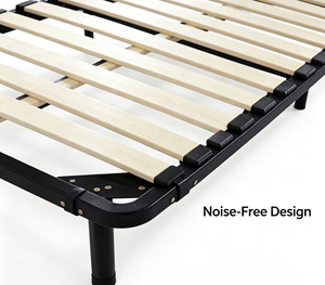 Base de Cama Moderna y Sencilla de Acero Negro con Soporte Flexible de Listones de Abedul Curvados, Diseño que Ahorra Espacio, No Requiere Somier, para Dormitorio de Hotel - Product Image 5
