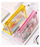 Pochette à cosmétiques transparente colorée avec logo personnalisé étui à crayons pour stylo marqueur cadeau porte-sac de papeterie simple pour étudiant