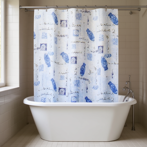 Cortina de Ducha 240 x 200 cm con Diseño Acuarela, para Bañera de 3 Lados - Product Image 3