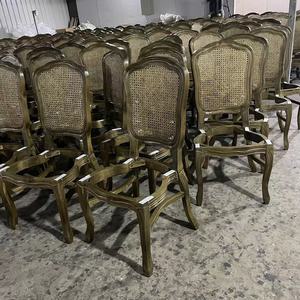 Chaise <span class=keywords><strong>de</strong></span> <span class=keywords><strong>salle</strong></span> à manger classique en rotin français avec dossier rembourré, style château - Product Image 6