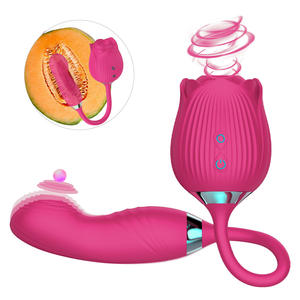 Sex Toys vibratore rosa Dildo -mooligirl vibratore a forma di rosa 4 in 1 con ricarica magnetica <span class=keywords><strong>Twin</strong></span> Rose vibratore - Product Image 2
