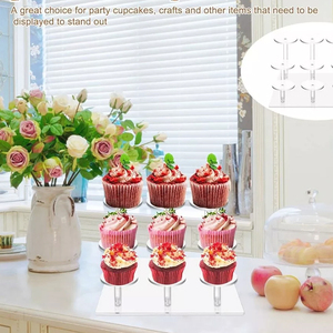 Soporte de exhibición de adorno de Navidad de acrílico personalizable de 9 columnas, soporte de encimera de PMMA pulido para estantes de exhibición de cupcakes - Product Image 5