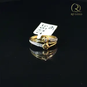 Elegant <b>gold</b> <b>ring</b> with dual tone design sparkling band modern adjustable <b>ring</b> stylish jewelry for women daily wear - Product Image 3