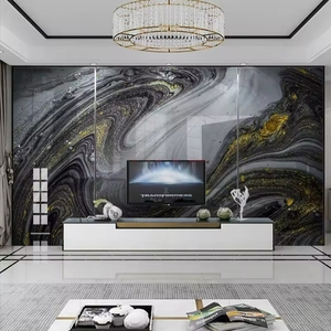 Papel de parede 3D para decoração de paredes, sofá e tv, mural preto abstrato moderno personalizado, papel de parede 3D para sala de estar - Product Image 1
