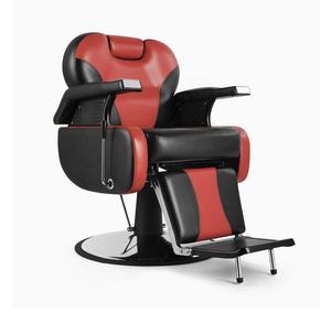 Chaise de barbier noire et rouge pour salon de beauté, chaise de salon de haute qualité, mobilier de coiffure pas cher avec grande pompe - Product Image 4