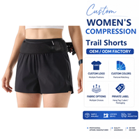 Shorts de course à pied pour femmes 3-en-1 à séchage rapide, extensibles dans quatre directions, avec ceinture de maintien intégrée et doublure intérieure, logo personnalisé