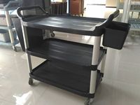 Restaurant-Ausstattung 3-stöckiger Kunststoff-Servierwagen Buffet-Servierwagen Gewerblicher Küchen-Speisenwagen