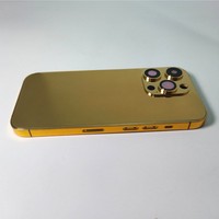 Étui de téléphone de luxe plaqué or pour iPhone 16 Pro Max Series, cadre doré avec gravure de diamants, logo personnalisable en option
