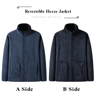 Manteau solide à col montant en polaire de velours réversible pour hommes, avec fermeture éclair, veste d'extérieur d'hiver, veste polaire personnalisée