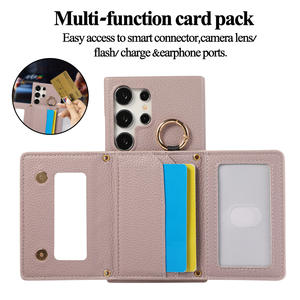 Para <span class=keywords><strong>Samsung</strong></span> Galaxy S22 S23 S24 S25 Ultra tarjetero funda de teléfono pequeña fragancia Pu cuero bandolera funda protectora para mujer - Product Image 4