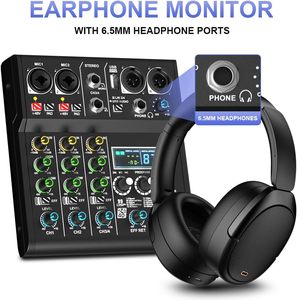 NGVM XR-4 สีดำ มิกเซอร์ดีเจระดับมืออาชีพ 4 แชนแนล พร้อม DSP ในตัว อีควอไลเซอร์ 3 แบนด์ บลูทูธ 5.0 บันทึกผ่าน USB สำหรับการแ<span class=keywords><strong>สด</strong></span>งสด +48V - Product Image 6