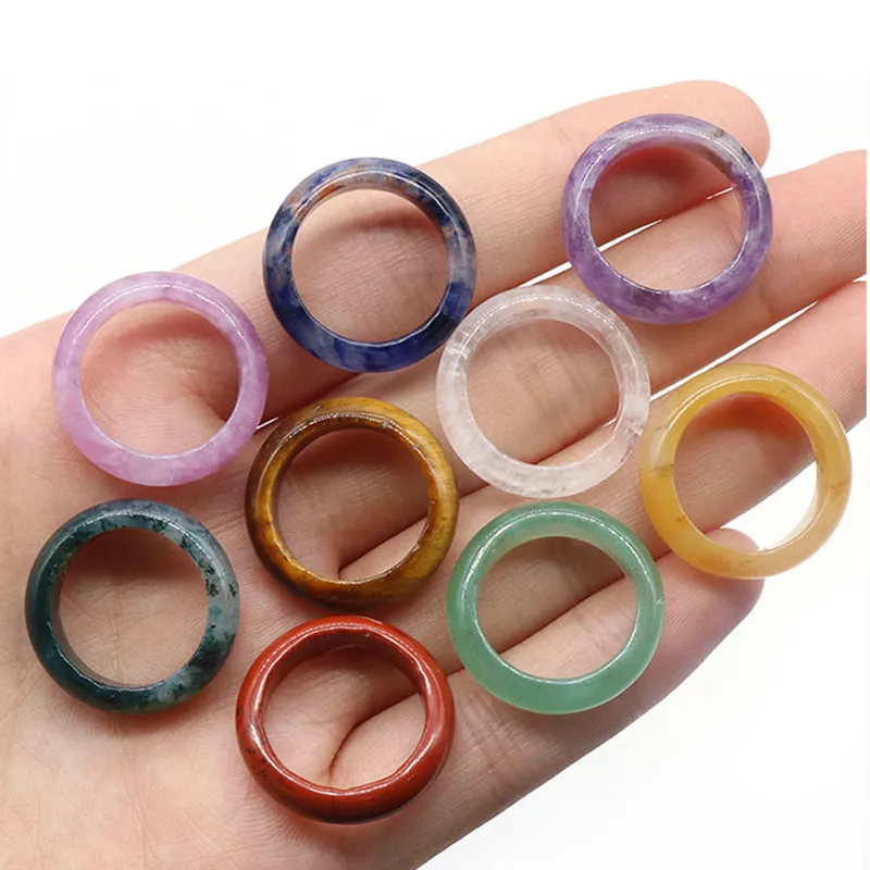 Wholesale Cheap Price Natural Multi Gemstone Healing Stones Crystal Rings For Gift