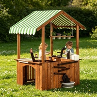 Ensemble de cuisine de simulation en bois avec table pour jeux d'extérieur, pique-nique et jeux de rôle en cour, équipement de parc d'attractions