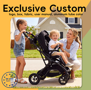 Passeggino di Lusso Land Leopard 3-in-1 con Funzione Dondolo e Sacco Nanna, Materiale in Lega, per Bambini fino a 3 Anni, Rotazione a 360° con Un Solo Pulsante - Product Image 1