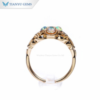 Bague en opale Tianyu Gems, coupe ronde, pierres précieuses de laboratoire colorées, bague de mariage et de fiançailles pour femmes, or blanc véritable 18K 14K, bijoux sur mesure