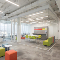Acoustic Frameless Glass Partition Panoramic Office Wall Sound Insulation Tempered Glass Custom Size Modern Design