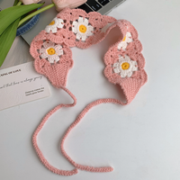 Ikat Rambut Bunga Modis Aksesori Lucu Wanita Ikat Rambut Rajut Bunga Crochet Harian 16*5Cm Aksesori Hiasan Rambut