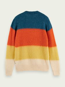 Patchwork multicolore personnalisé Pull en tricot à manches longues et col rond Pull jacquard pour hommes - Product Image 5