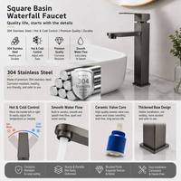 Robinet de lavabo de salle de bain monotrou monotrou carré noir mat à montage sur comptoir avec mitigeur à poignée unique, cartouche céramique, en acier inoxydable 304, pour salle de sport
