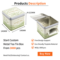 Boîte métallique personnalisée en forme carrée pour bonbons, biscuits, distributeur de capsules de café, boîte à thé de qualité alimentaire
