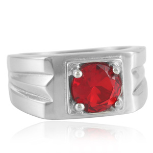 Women's Geometric Blue Gemstone Ring Prong Setting Stainless Steel Fashion Jewelry Gift - Product Image 2
