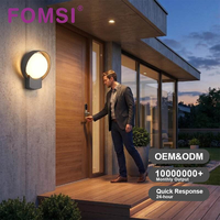Applique Murale LED Ronde FOMSI Gris Mat Métallique 16W, Étanche IP65, Anti-Éblouissement, pour Villa, Hôtel, Jardin, Maison