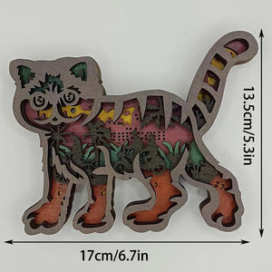 Ornement en bois multicouche de la série Forêt <span class=keywords><strong>3D</strong></span>, version éclairée et non éclairée sur le thème de <span class=keywords><strong>Garfield</strong></span> - Product Image 3