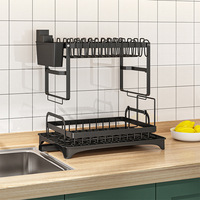 Organisateur d'étagère double couche en fer, égouttoir pour assiettes, support pour verres à vin, rangement pour vaisselle, couleur acier, détachable, sur pied