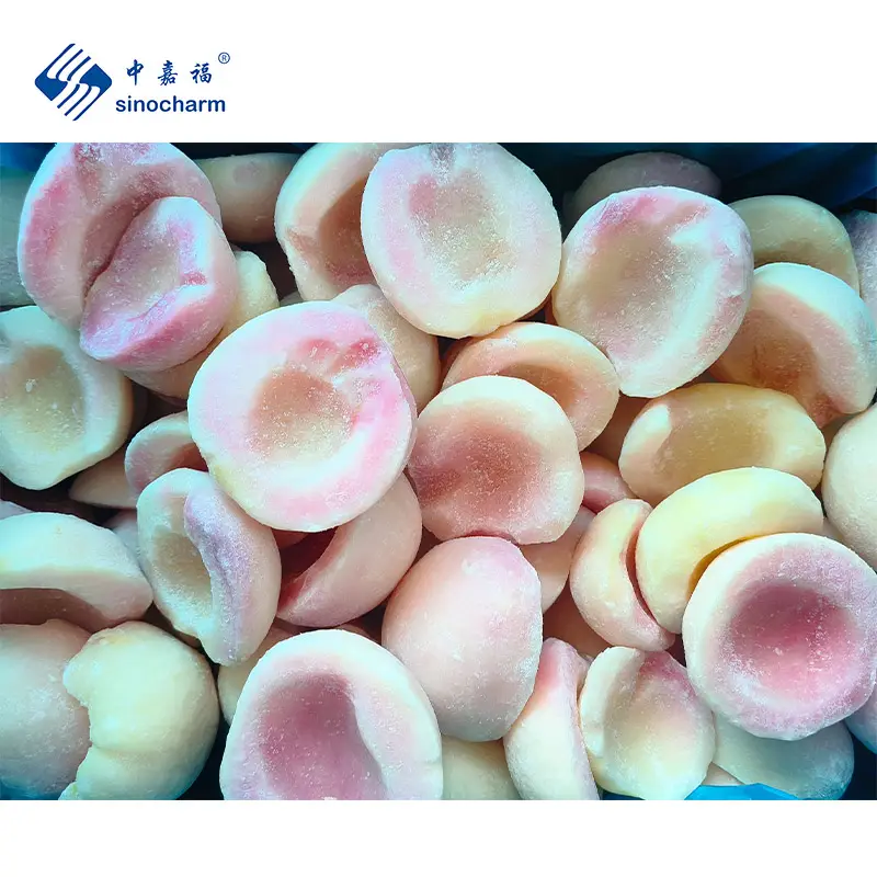 Sinocharm BRC-A approved Wholesale Price Bulk 10Kg IQF Peach Frozen Juicy Peach Havles for Fruit Juice