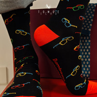 Kaos Kaki Bambu Pria Antibakteri Ramah Lingkungan Cetak Logo Kartun Rajutan Musim Gugur Modis Nyaman