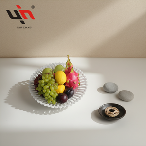 Assiette à fruits en céramique moderne faite à la main de 14,5 pouces, écologique, en porcelaine, creuse, pour la présentation du pain, assiette de service pour mariage - Product Image 3