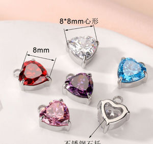 HB0242 liontin zirkon Stainless Steel lapis emas, Aksesori pembuatan pesona bentuk tetesan air mata bulat hati kalung DIY - Product Image 3