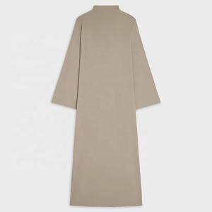 Özel işlemeli Logo müslüman kadınlar <span class=keywords><strong>Maxi</strong></span> Jersey elbise tam boy düz renk yüksek boyun kadınlar müslüman mütevazı elbiseler - Product Image 3