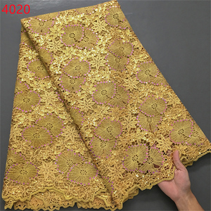 4020 Vente <span class=keywords><strong>en</strong></span> Gros Tissu Dentelle <span class=keywords><strong>Guipure</strong></span> Africaine à Corde de Haute Qualité avec Paillettes 5 Verges pour <span class=keywords><strong>Robe</strong></span> de Mariée Femme - Product Image 3