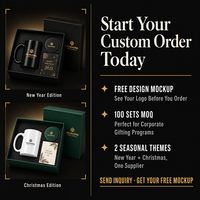 Coffrets cadeaux de tasses à café en céramique avec logo personnalisé, sous-verres en PU, carte de vœux, cadeau d'entreprise pour Noël, Nouvel An, fête des employés, coffret cadeau de fin d'année