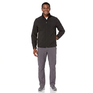 Vestes Softshell avec poches zippées, poches passepoilées, col montant flexible, lettres brodées, manches longues, vêtements de travail, vestes pas chères - Product Image 1