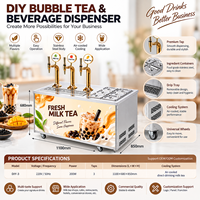 Machine à thé au lait commerciale DIY, distributeur de thé multi-saveurs, station de mélange de boissons avec conteneurs d'ingrédients pour salon de thé et café